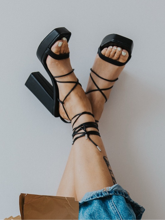 Steve Madden Shoes - Steve Madden Black Lace-Up Block Heel Sandals